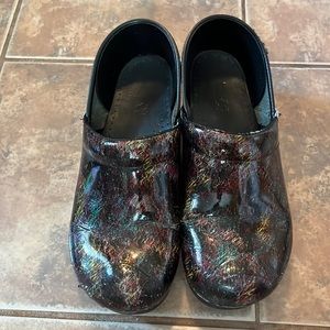 Dansko Black Multi-Color Clogs